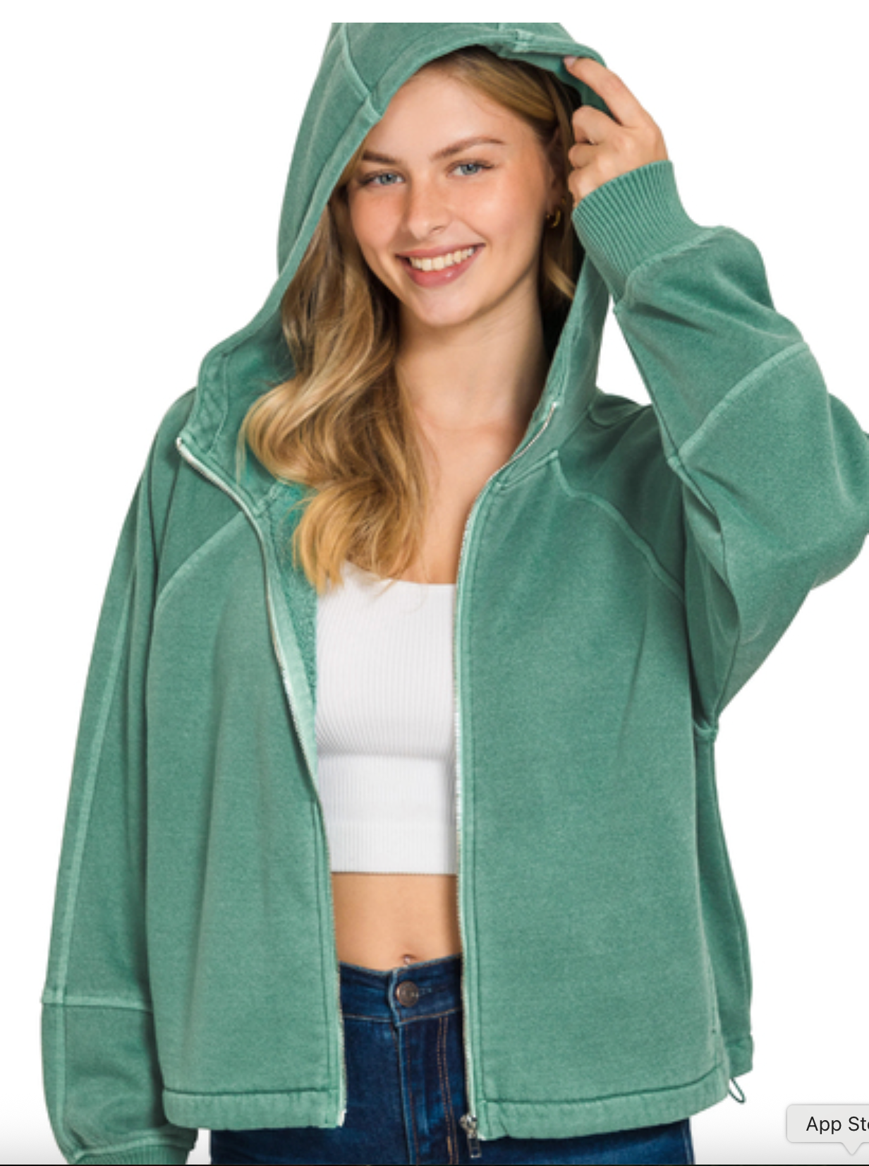 Fleece Zip Up Hoodie | Green