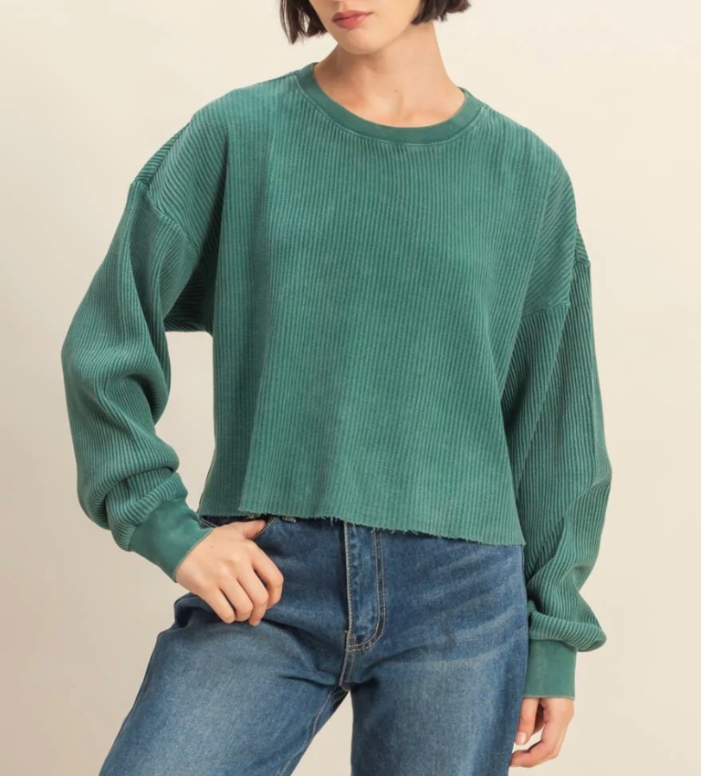 My Kinda Day Waffle Top | Green
