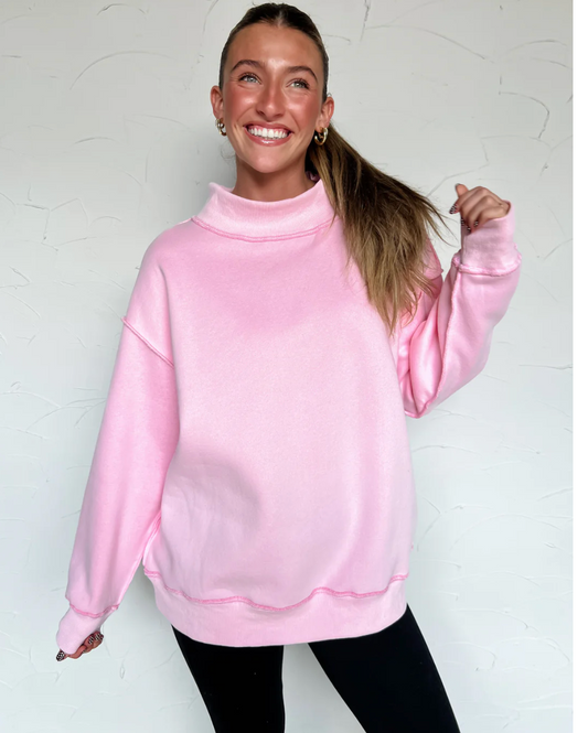 Pierce Mock Neck Sweatshirt | Pink