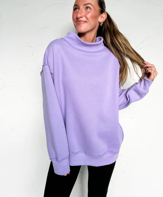 Pierce Mock Neck Sweatshirt | Purple