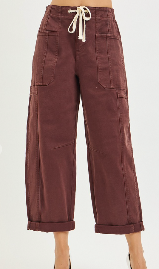 Risen Cargo Barrel Pants | Chocolate