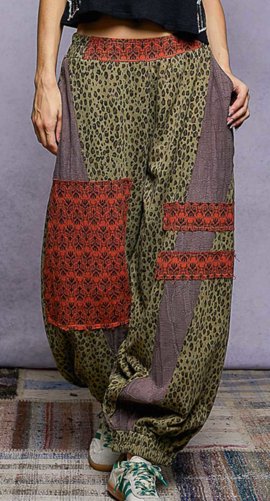 Bowen Patchwork Pants | Leopard