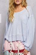 Sheena Ribbed Top | Blue