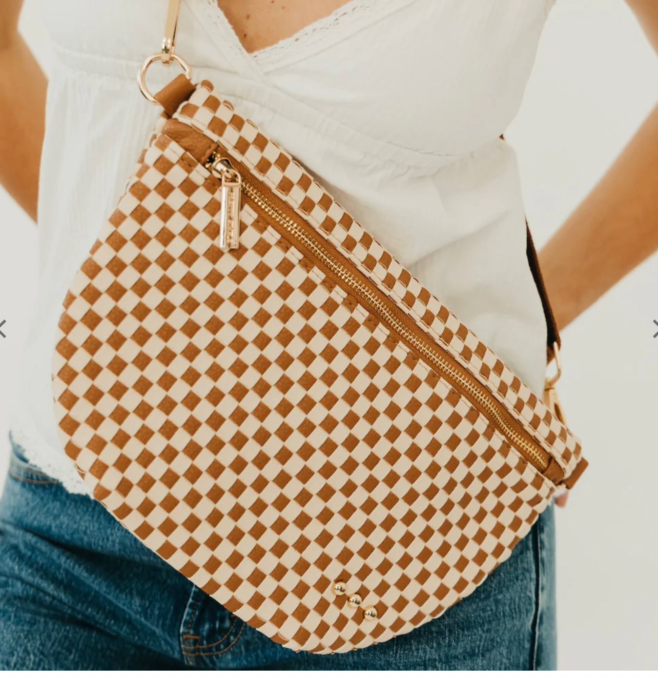 Westlyn Woven Bum Bag | Checkered Brown