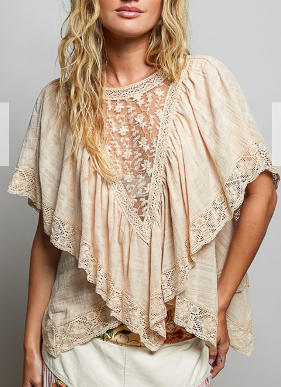 Clover Lace Top | Almond