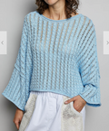 Green Eyes Crochet Sweater | Sky Blue