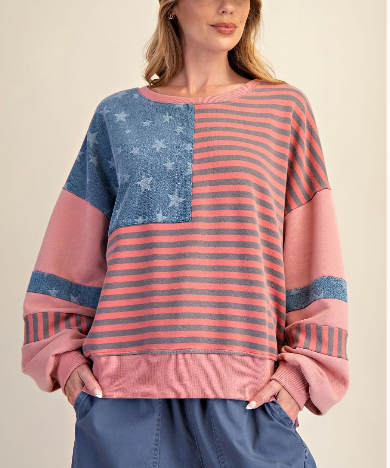 American Flag Terry Pullover