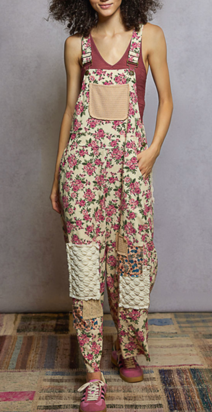 Hathaway Floral Overalls | Cream
