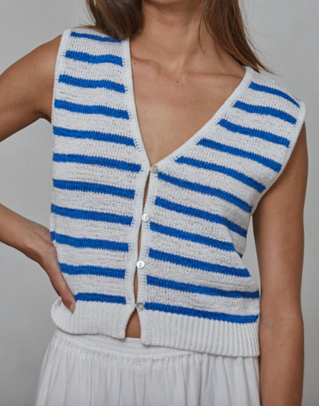 Hayley Striped Vest | Blue