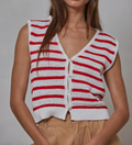 Hayley Striped Vest | Red