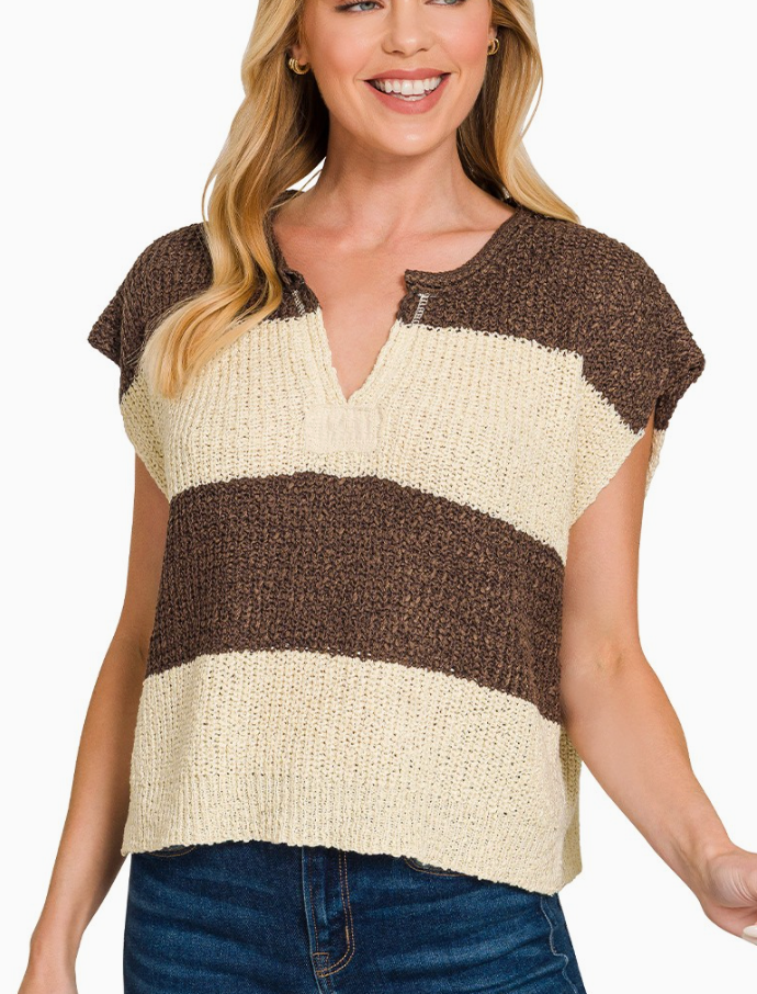Porch Light Striped Sweater | Brown