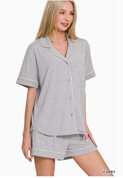 Slumber Party Pajama Top | Grey