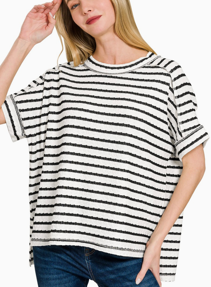 Spoiled Striped Top | Black
