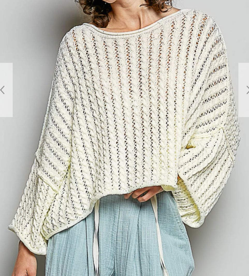 Green Eyes Crochet Sweater | Ivory
