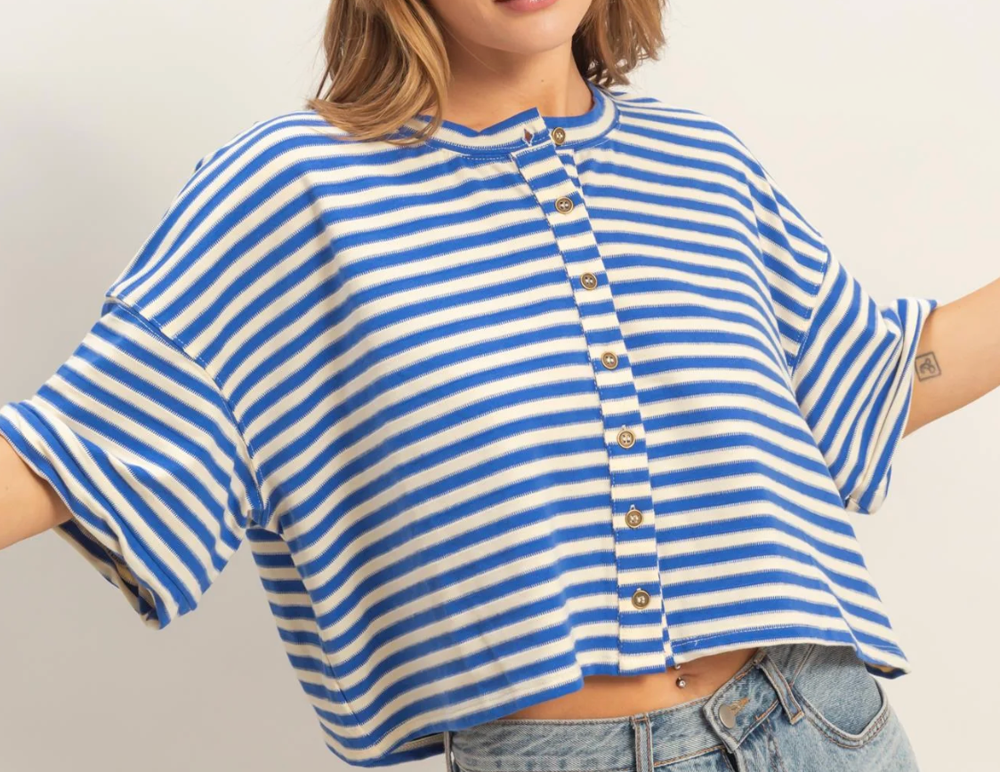 Easy Breezy Striped Top | Blue