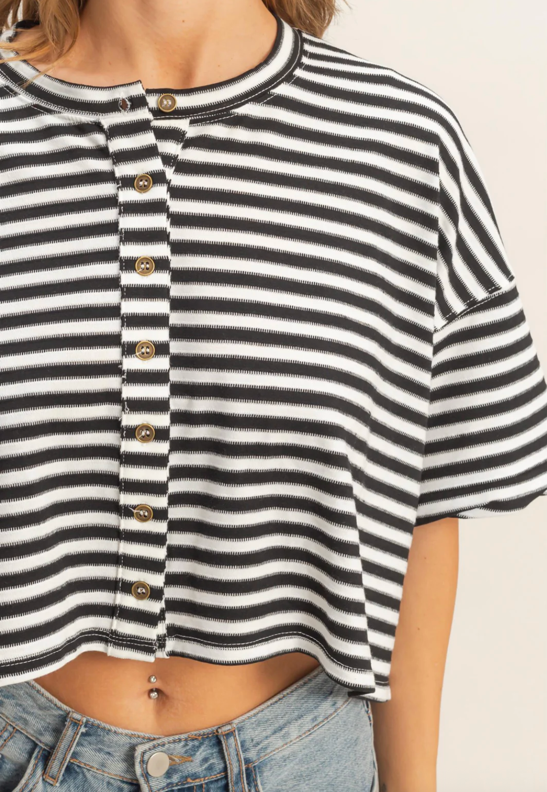 Easy Breezy Striped Top | Black