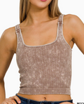 Washed Padded Bra Top | Mocha