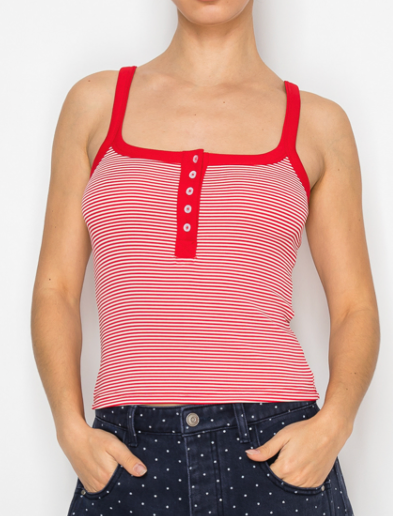 Anchor Striped Top | Red