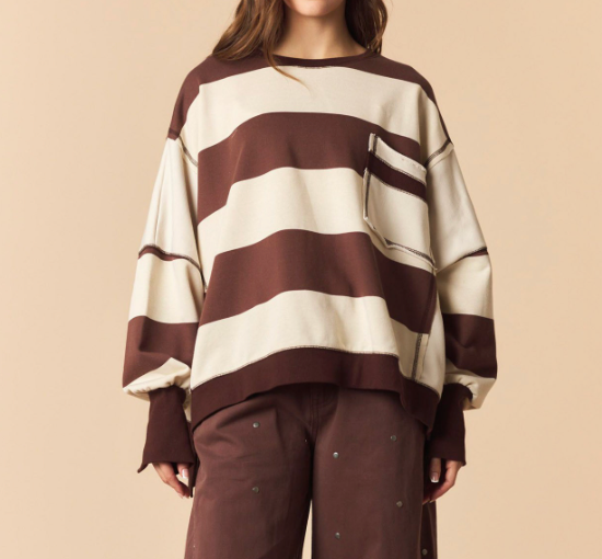 Madison Terry Pullover | Brown