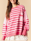 Sadie Striped Pullover | Pink