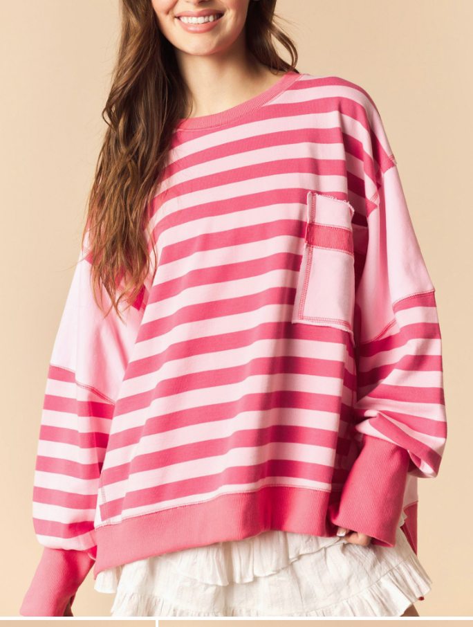 Sadie Striped Pullover | Pink