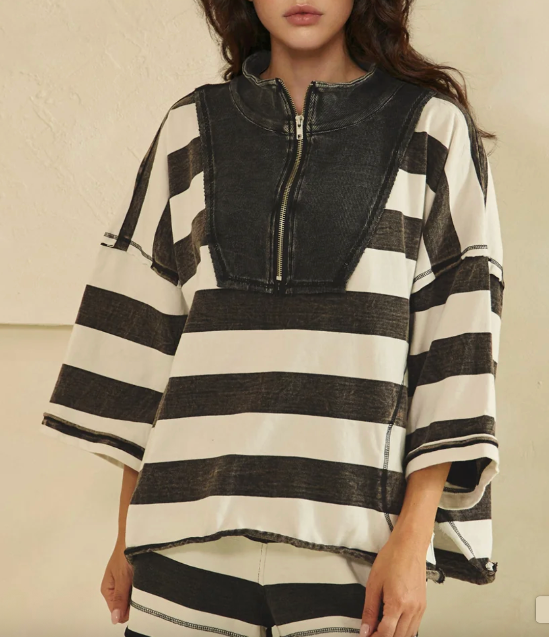 Bristol Striped Pullover | Black
