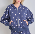 Polka Dot Zip Up Hoodie