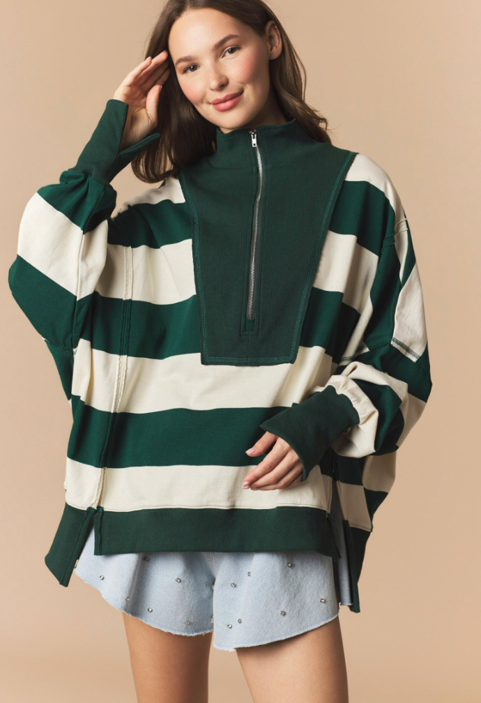 Fire Burns Striped Pullover