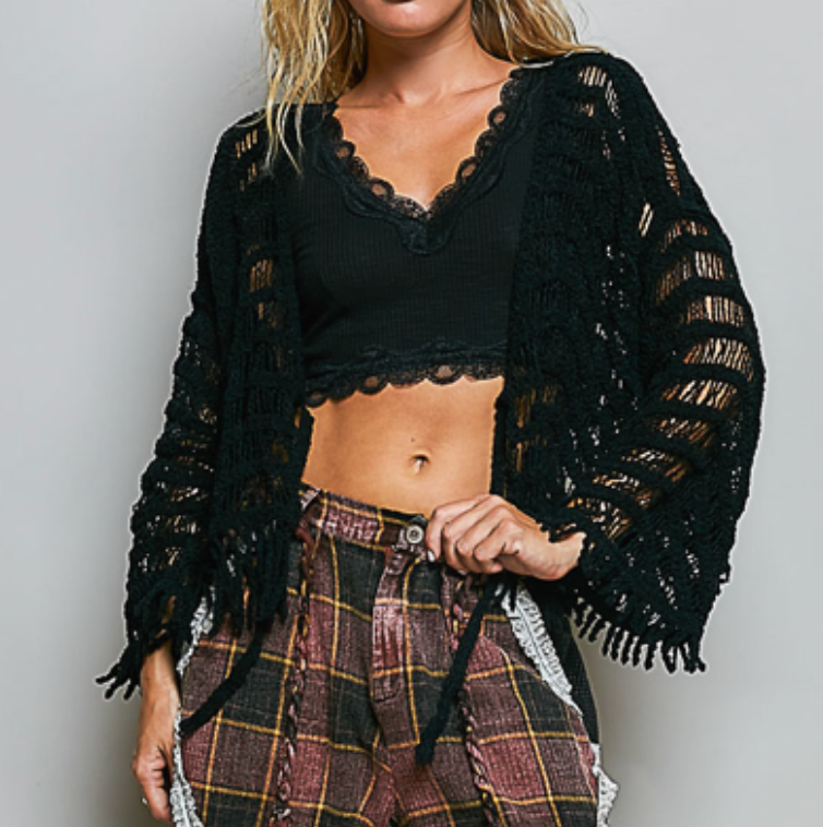 Gilmore Crochet Cardigan | Black