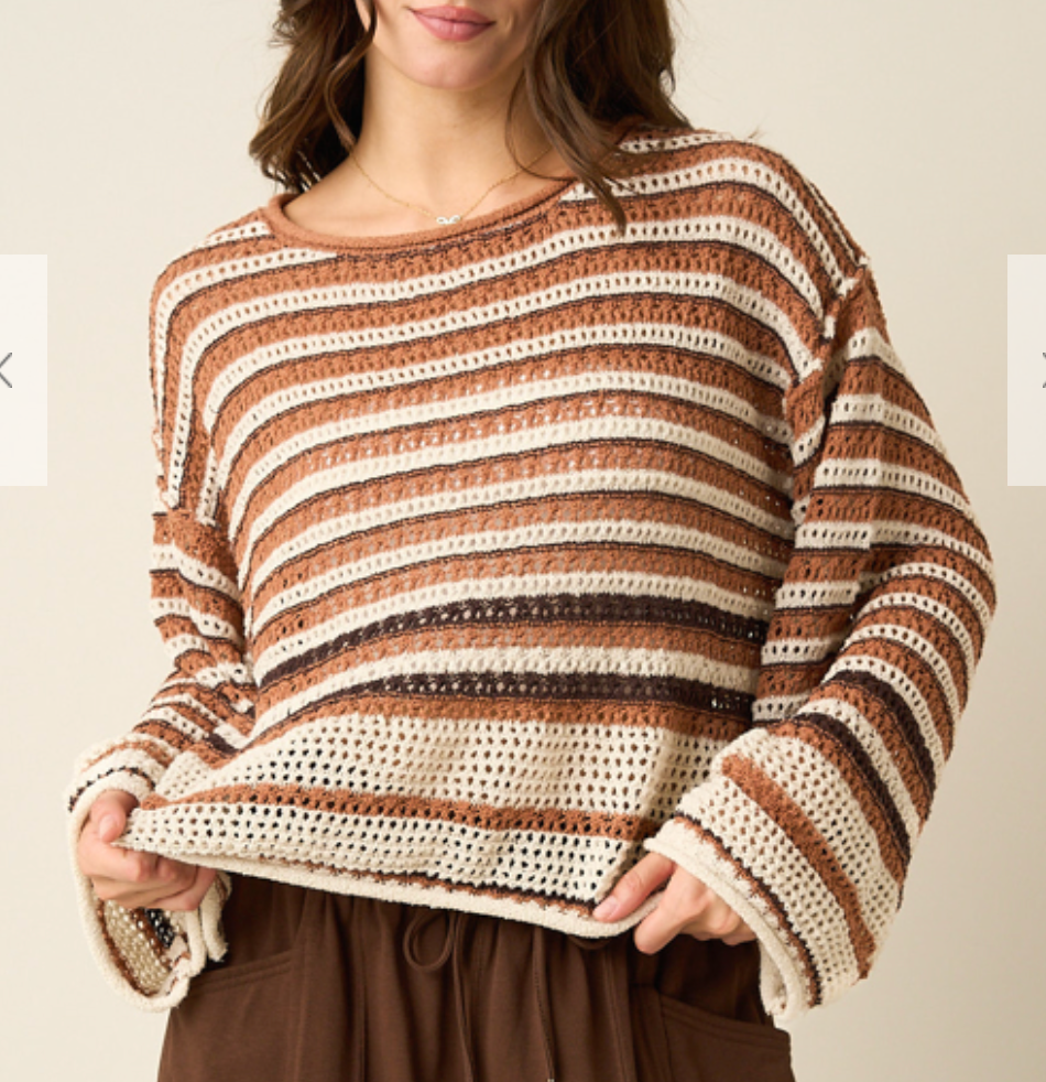 Brighton Striped Sweater | Brown