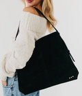 Evie Suede Hobo Bag | Black
