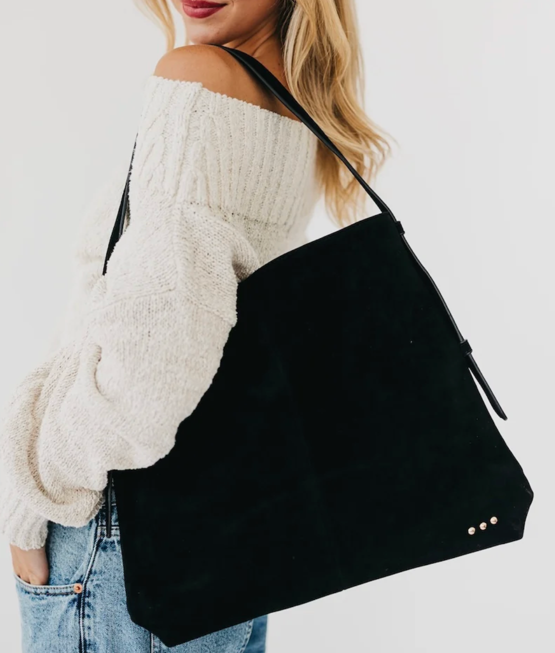 Evie Suede Hobo Bag | Black