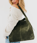 Evie Suede Hobo Bag | Olive