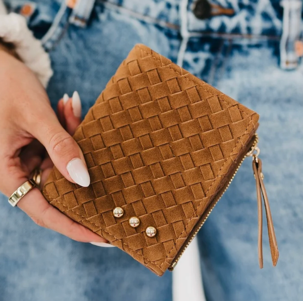 Kat Suede Wallet | Camel