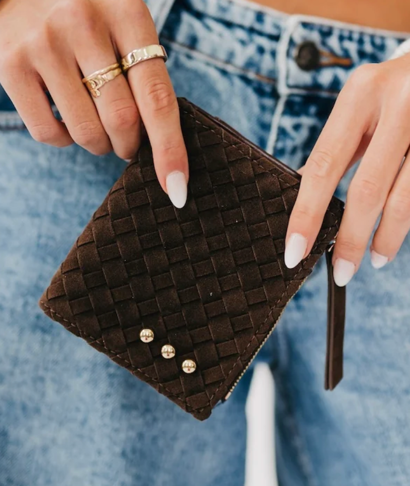Kat Suede Wallet | Chocolate