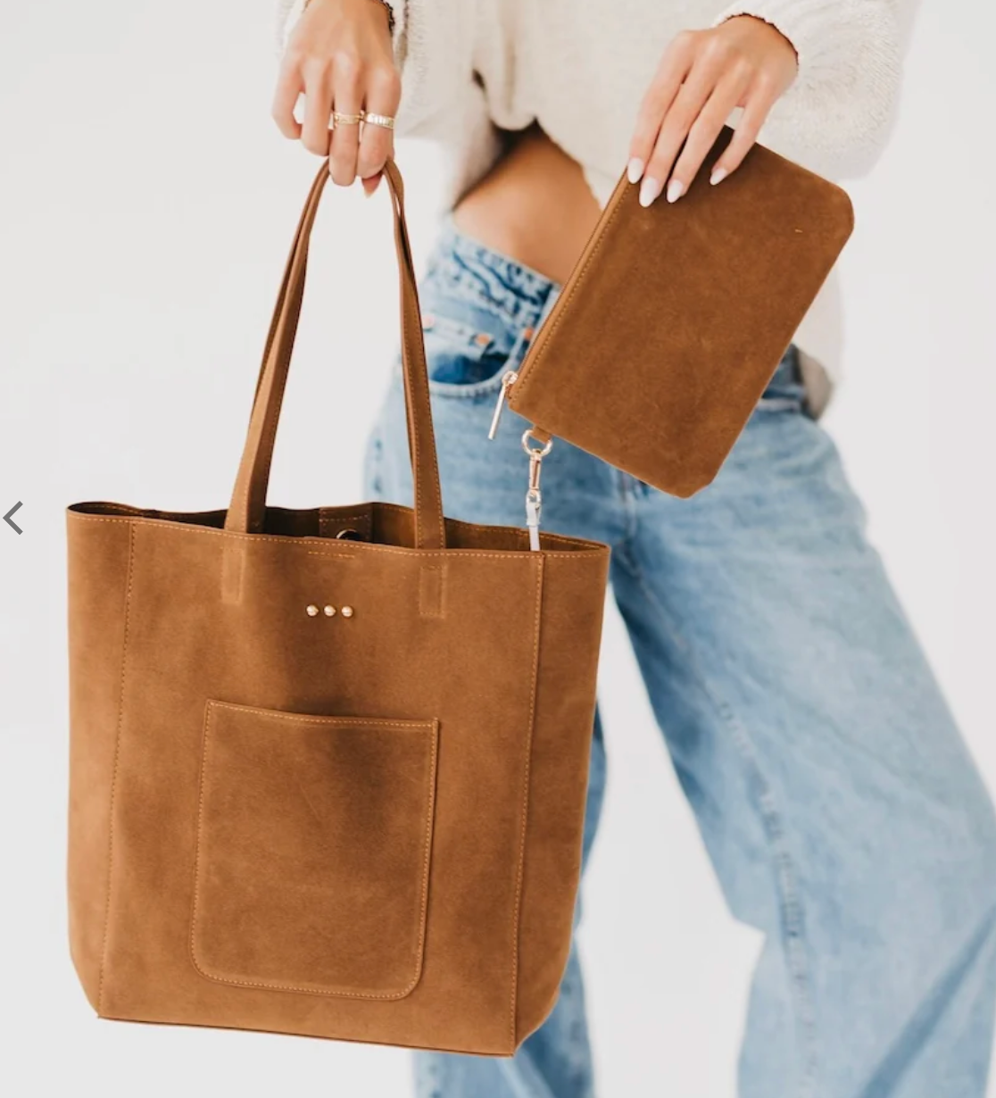 Dawn Suede Tote | Camel