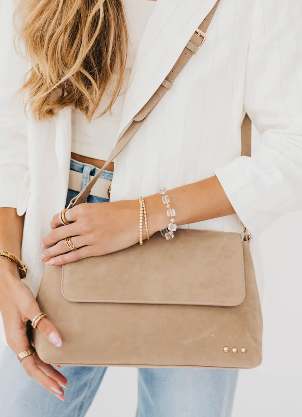 Miranda Suede Crossbody | Taupe