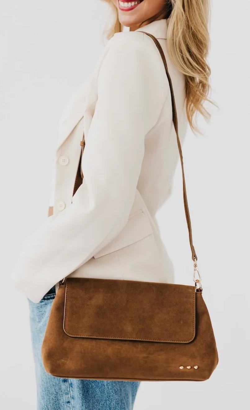 Miranda Suede Crossbody | Camel