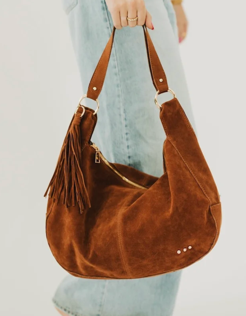 Hazel Hobo Bag | Chocolate Suede