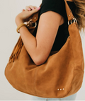 Hazel Hobo Bag | Tan Suede