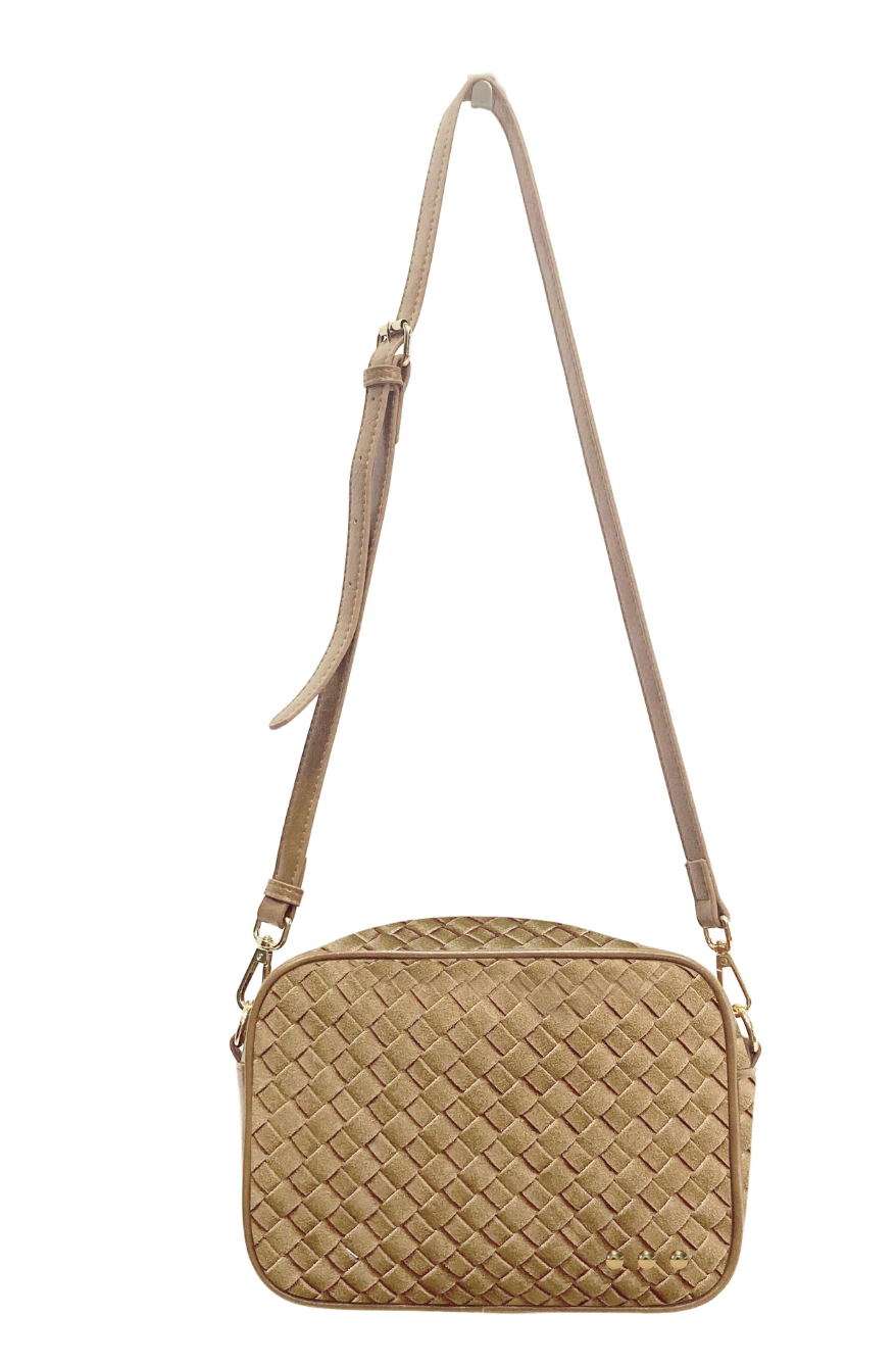 Suede Woven Willow Crossbody | Taupe