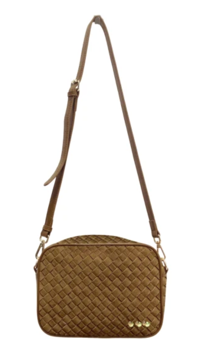 Suede Woven Willow Crossbody | Camel