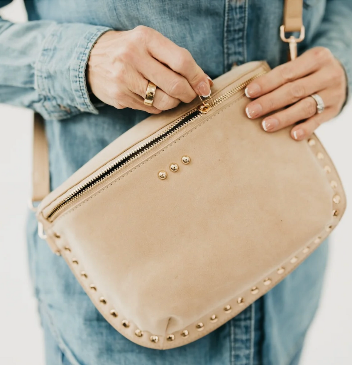 Sabrina Studded Suede Bag | Oat