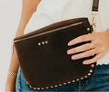 Sabrina Studded Suede Bag | Chocolate