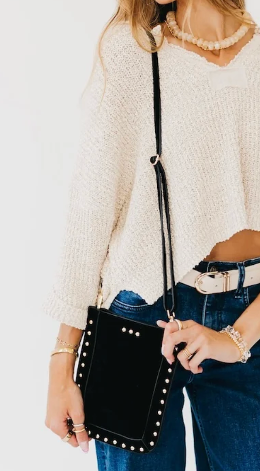 Shelby Suede Phone Bag | Black