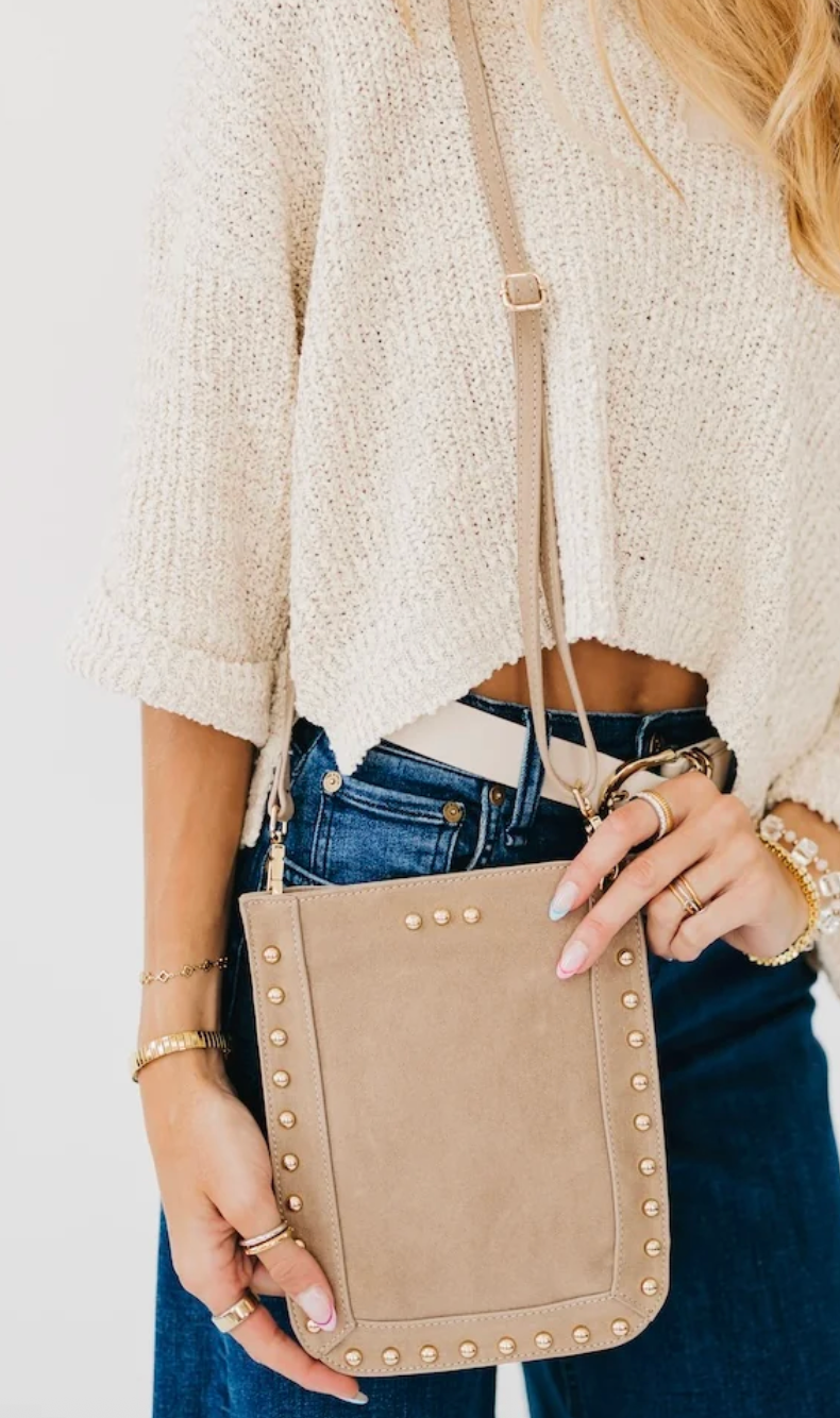 Shelby Suede Phone Bag | Taupe