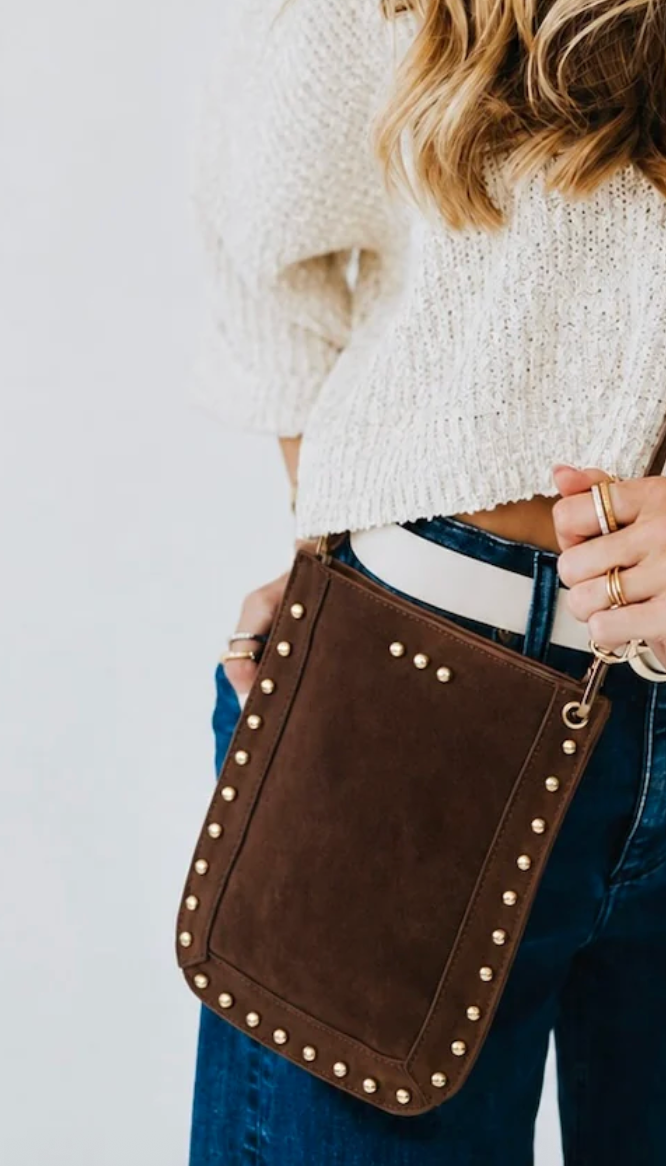 Shelby Suede Phone Bag | Chocolate
