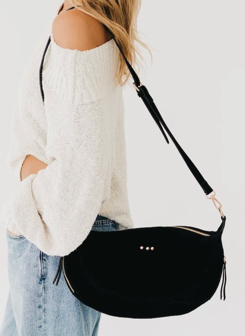 Suede Netty Crossbody Bag | Black