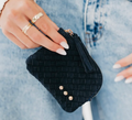 Suede Paris Card Wallet | Navy