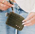 Suede Paris Card Wallet | Olive